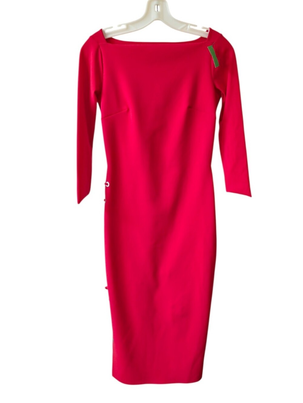 Chiara Boni La Petite Robe Dress  Red Bodycon Midi Lace-Up Grommet Size 42 Italy